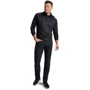 Peter Millar Forge Brushstroke Performance Zip Sweater Black Camo Retail $145.00